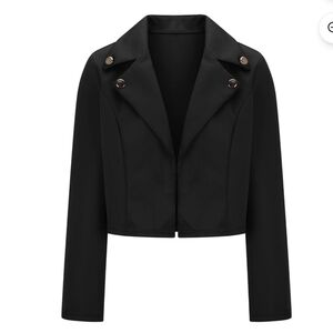 Women's casual long-sleeved jacket, solid color, modern Silver Metal Buttons